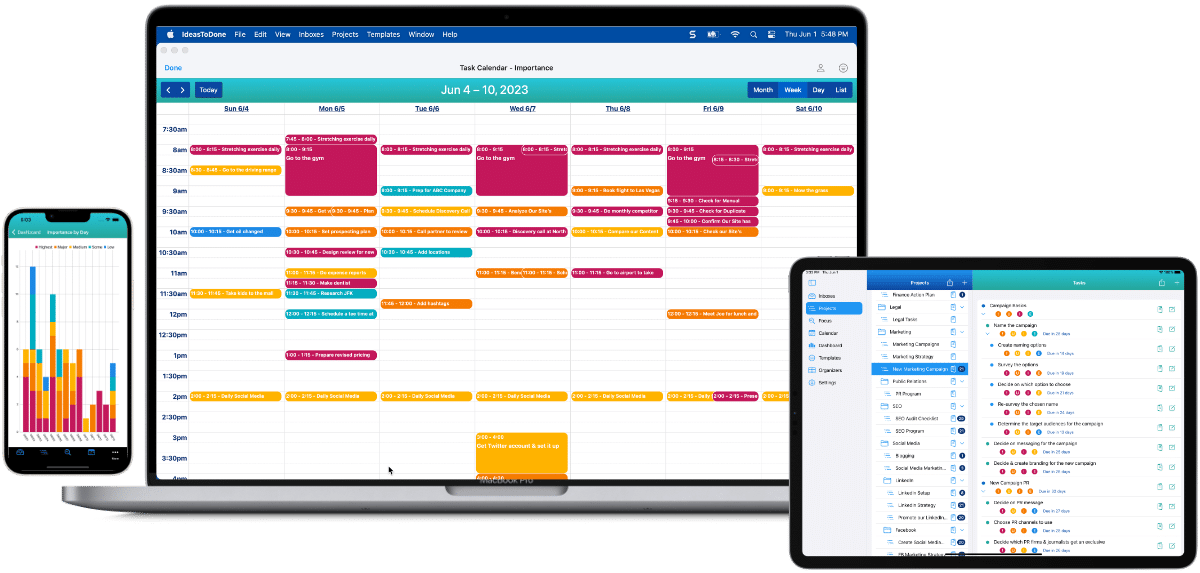 Welcome to the IdeasToDone Blog - Getting Stuff Done. This image shows IdeasToDone on MacBook Pro, iPad Pro, and iPhone.