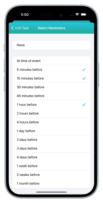 It's super easy to set multiple reminders for a task in IdeasToDone.
